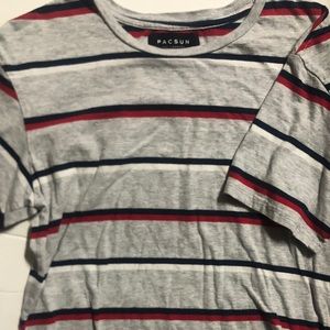 Pacsun gray with blue white and red stripes